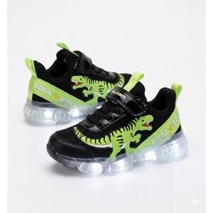 Bull Boys Boy Sneakers Size 10 US Dinosaurs Black Neon Green NEW kids boys shoes